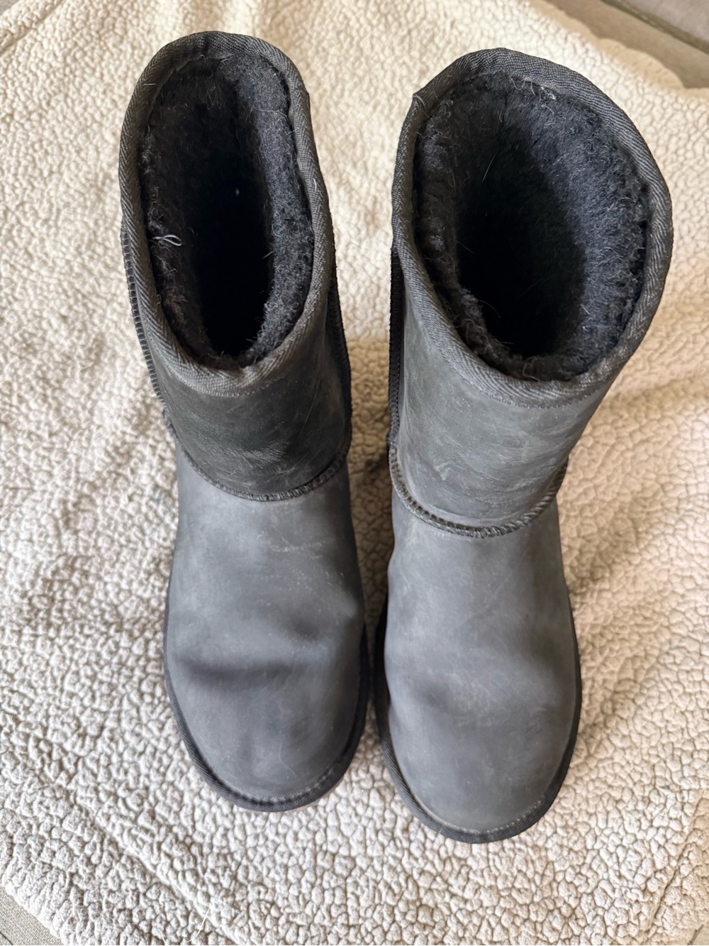 UGG Black Short Shearling-Lined Winter Boots